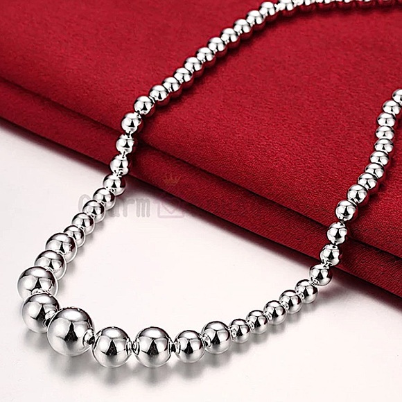 Beaded Ball Sterling Silver Necklace - Picture 1 of 8